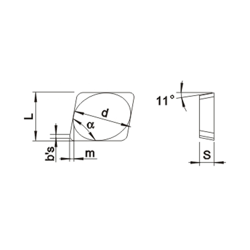 Right Angle, Three-edge Milling Cutter Blades