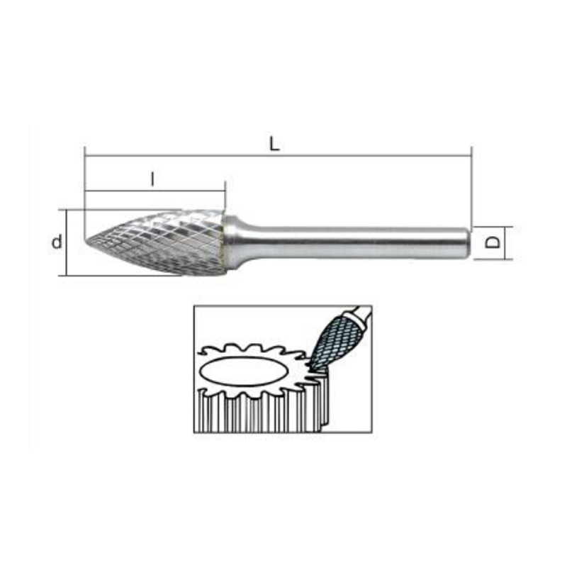 Carbide Burrs Arc Cylinder With Sharp Top