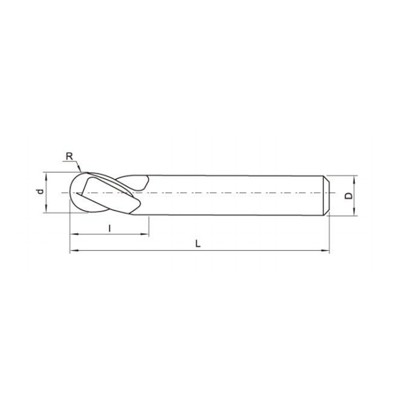 2 Flutes Ball-nose End Mills for Aluminum Series